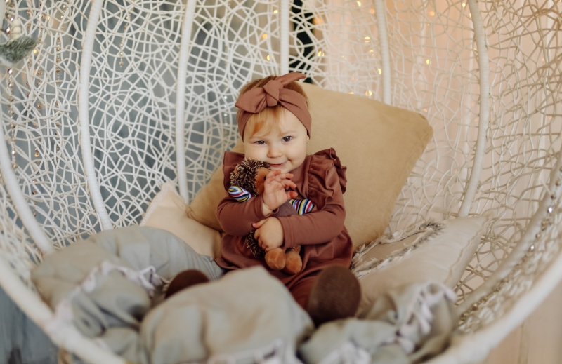 Happy baby playing